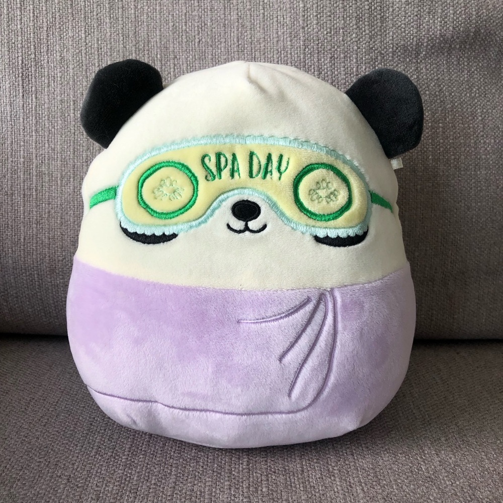 Squishmallow Spa Day Panda Plush Toy - Lavender and Cream Kids Toy.